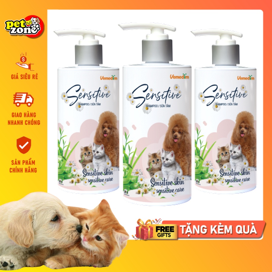 Sữa tắm cho chó mèo chuyên dùng cho da nhạy cảm Vemedim Shampoo Sensitive 300ml
