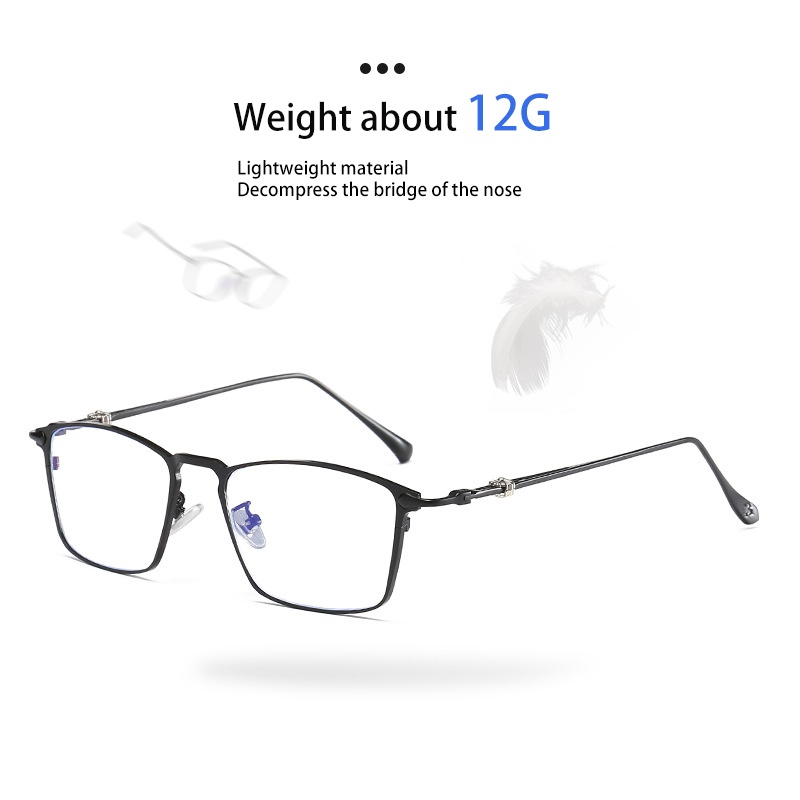 Mắt Kính Gọng Vuông Bằng Kim Loại Chống Bức Xạ Phong Cách Retro Cho Nam