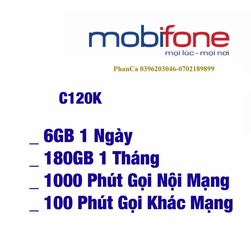 Sim Khuyến Mãi khủng C120K và C50N - 50k/Tháng - Mobifone