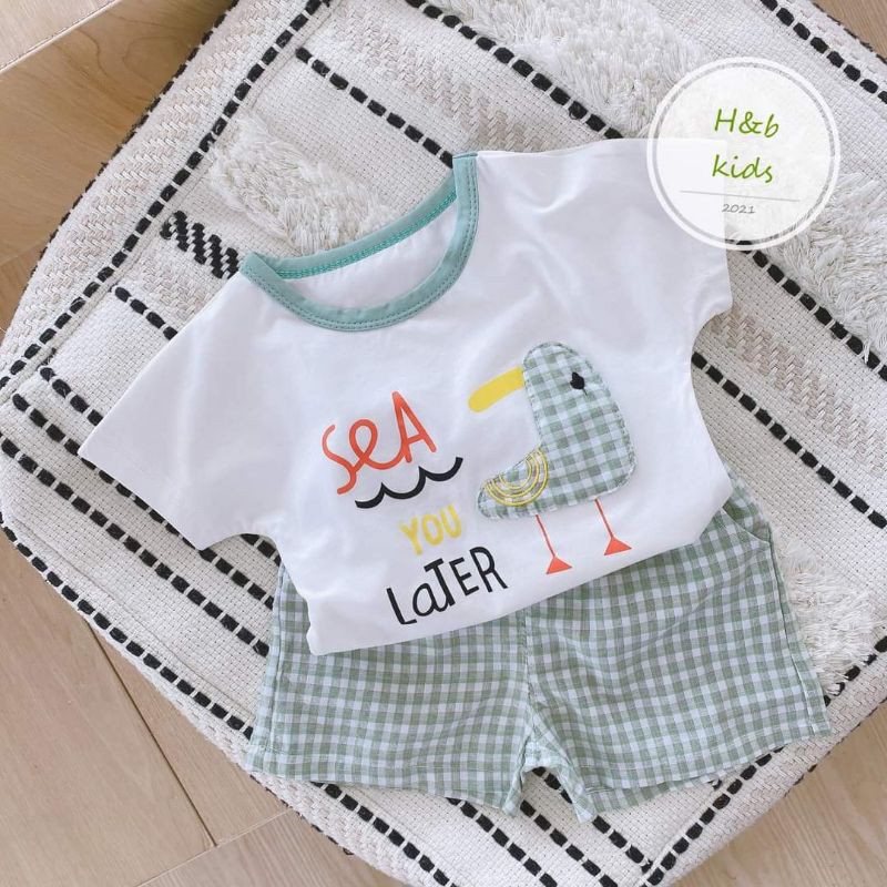 Bộ Đồ Mặc Nhà Bé Gái👉Set Đồ Bộ Cho Bé Hình Con Gà Nghộ Nghĩnh Chất Cotton Mềm Mại Mặc Mát Mẻ Size Từ 6-18kg