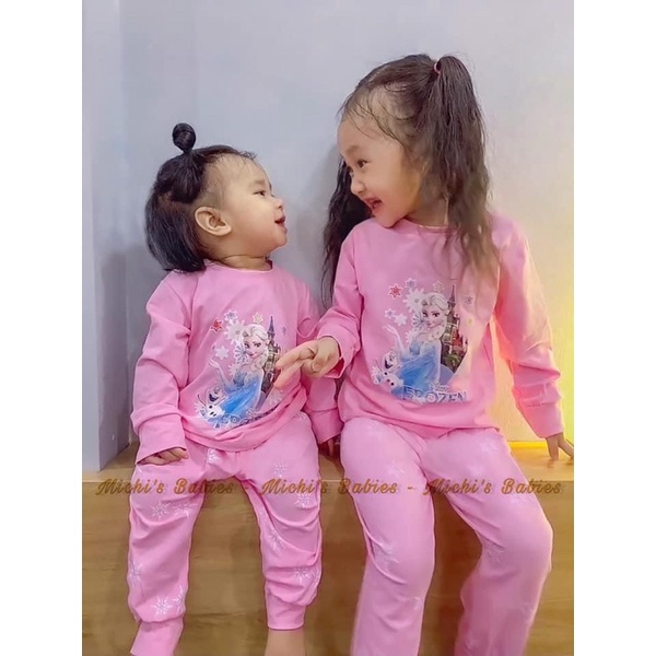 Bộ cotton elsa thu đông siêu xinh cho bé