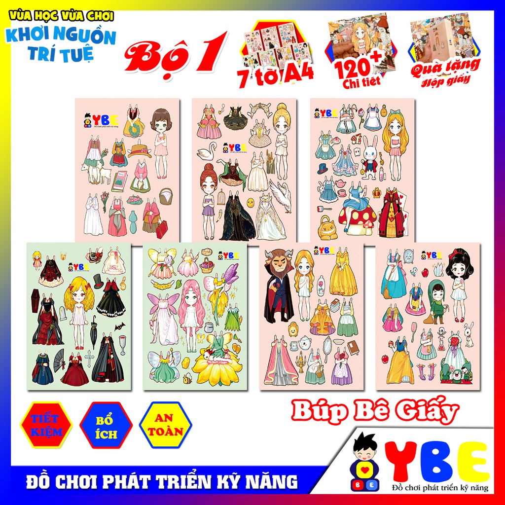 Đồ chơi thủ công búp bê giấy dành cho các bé gái từ 1 tới 10 tuổi giúp bé sáng tạo tính thẩm mỹ phát triển tư duy