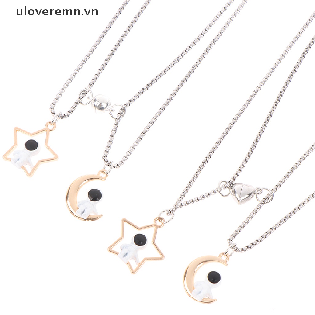 Set 2 Vòng Cổ Nam Châm Mặt Phi Hành Gia Cho Cặp Đôi