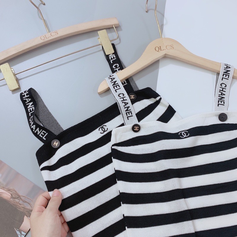 AN02 - ÁO 2 DÂY KẺ NGANG GC CROPTOP 2 MÀU NỮ | BigBuy360 - bigbuy360.vn