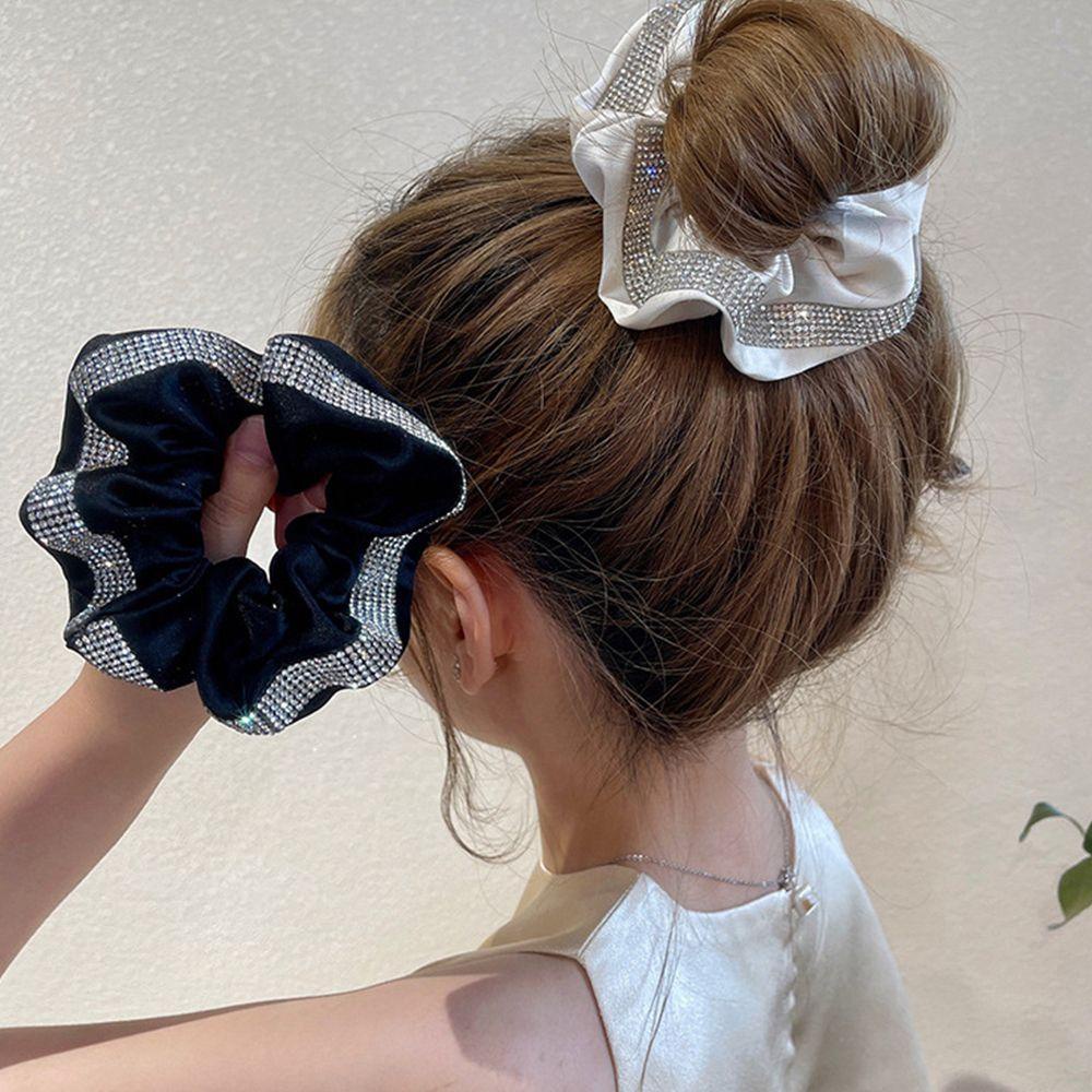 Dây Cột Tóc Scrunchies Bằng Vải Màu Trơn Phong Cách Hàn Quốc Cổ Điển Ngọt Ngào
