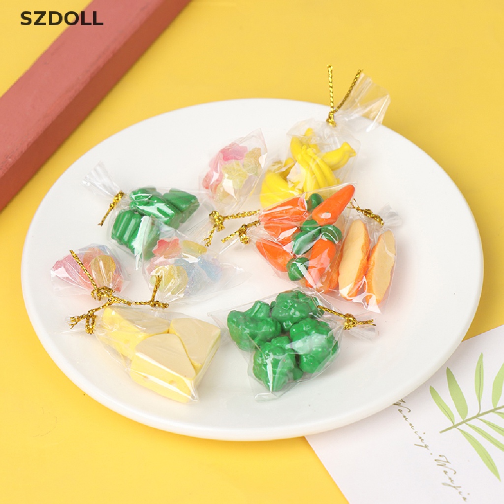 Túi phụ kiện mô hình đồ ăn rau củ quả kẹo bánh mì tùy chọn trang trí nhà búp bê tỉ lệ 1/ 12