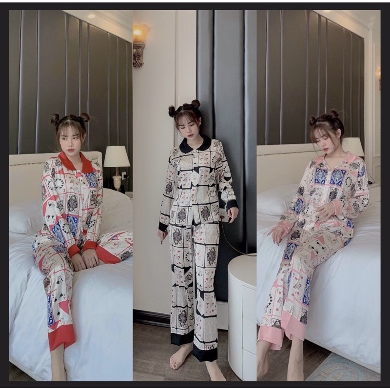 Pijama lá bài tết lụa latin + lụa mango