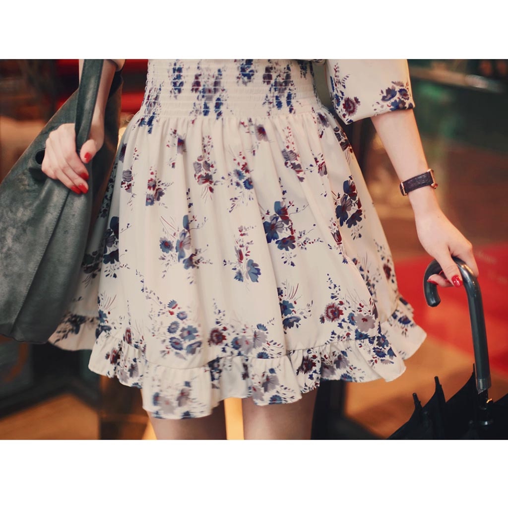 S-XXL Women's Korean Sweet Temperament Printed Collar Ruffle Dress | BigBuy360 - bigbuy360.vn