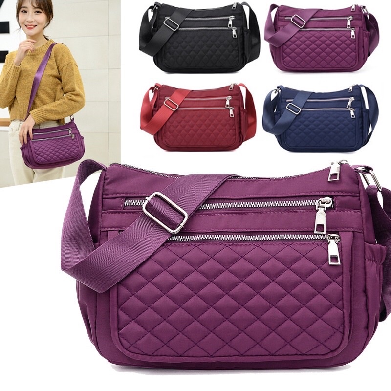 Túi Xách Nữ Vải Dù Đeo Chéo Sz27 Khoá Đẹp Chất Mềm Nhiều Ngăn Chống Nước Cao Cấp - A&ESHOP 19968