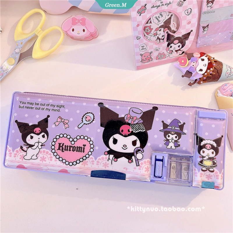 Sanrio Hộp Đựng Bút Hai Ngăn Họa Tiết Kuromi Nhồi Bông Dễ Thương Dùng Làm Quà Tặng Cho Bé Gái