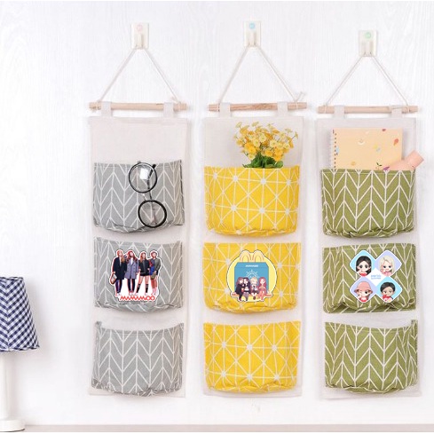 Túi vải treo tường Gấu trúc manh lan hoa hoa phúc bảo Pandabiz GOT7 ITZY MAMAMOO RED VELVET 3 Ngăn TVT7 tiện dụng
