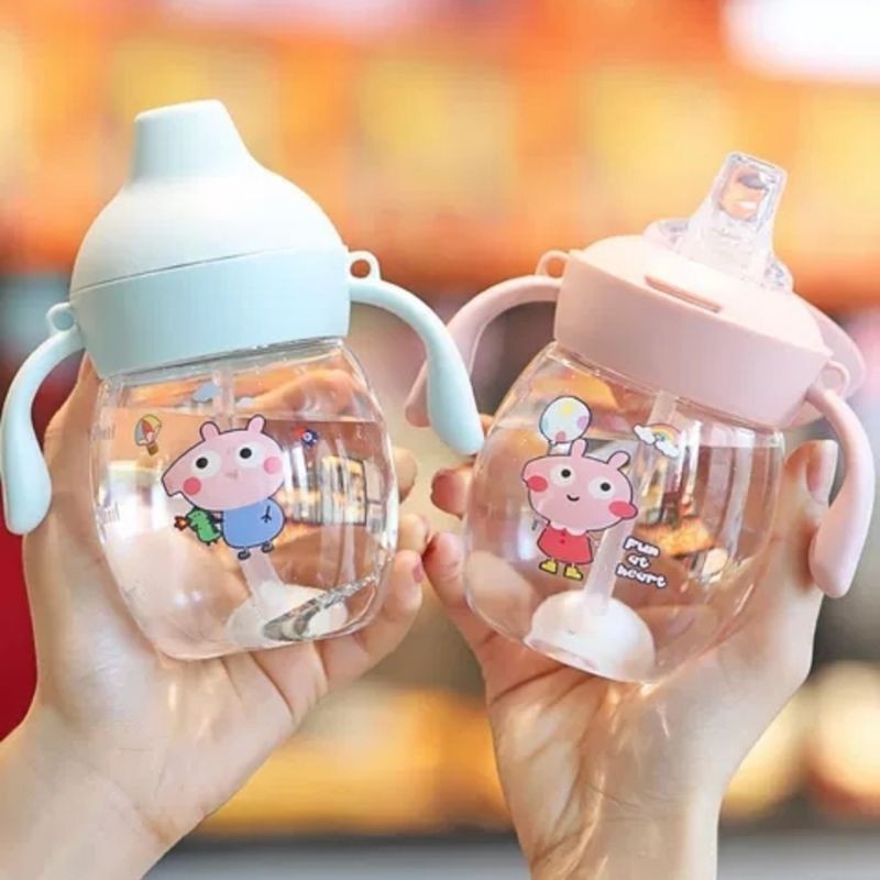 Bình tập uống nước Heo Peppa cho bé tập hút từ 6 tháng / 280ml