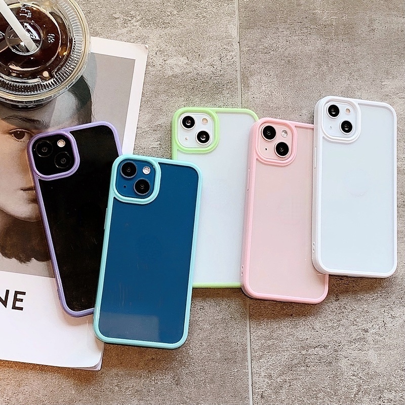 Ốp Điện Thoại Acrylic Trong Suốt Màu Kẹo Cho IPhone 12 11 Pro X Xs Max 7 8 Plus