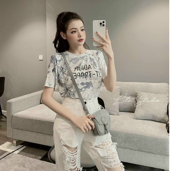 Quần baggy jeans Trắng Xuất Sắc - Rách Cá Tính