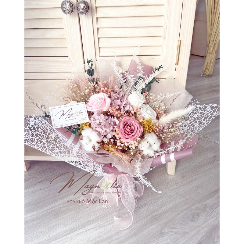 Bó hoa sáp thơm mix cùng hoa khô, quà tặng sinh nhật, quà valentine cho bạn gái