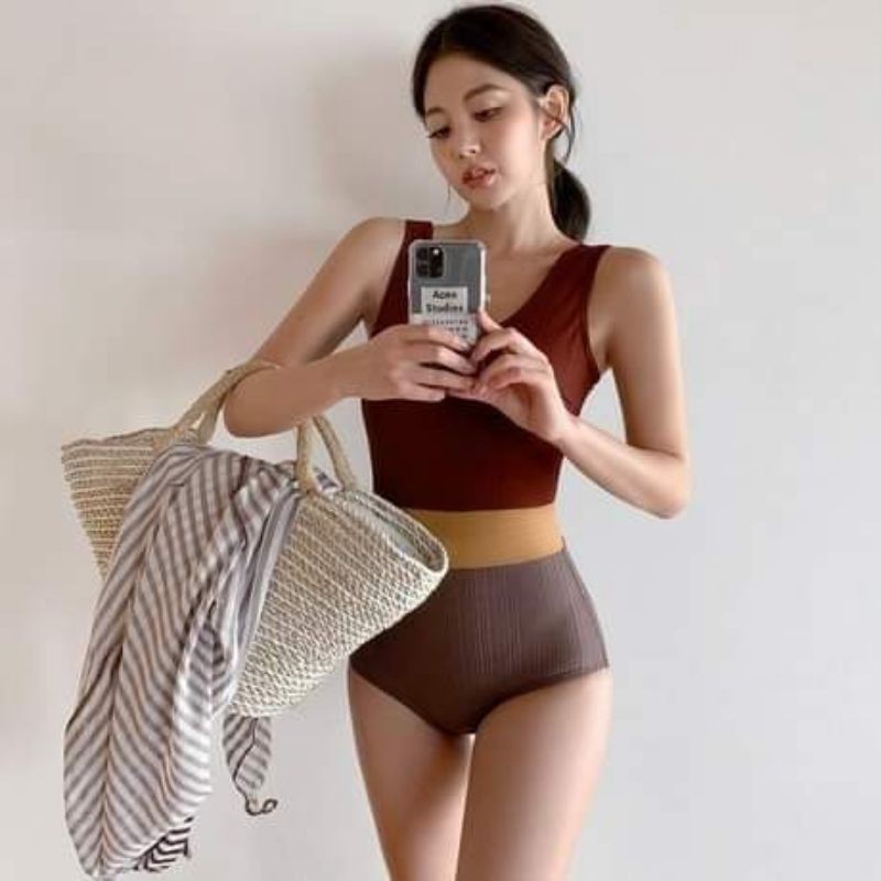 Bikini 1 mảnh thun gân cao cấp