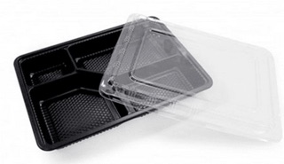 100c Hộp cơm 4 ngăn đế đen dùng 1 lần