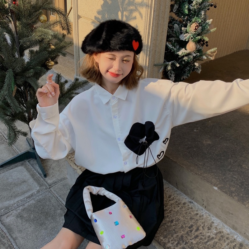 Áo Sơ Mi Tay Dài Dáng Rộng In Họa Tiết Hoa Phong Cách Vintage Hồng Kông Hợp Thời Trang