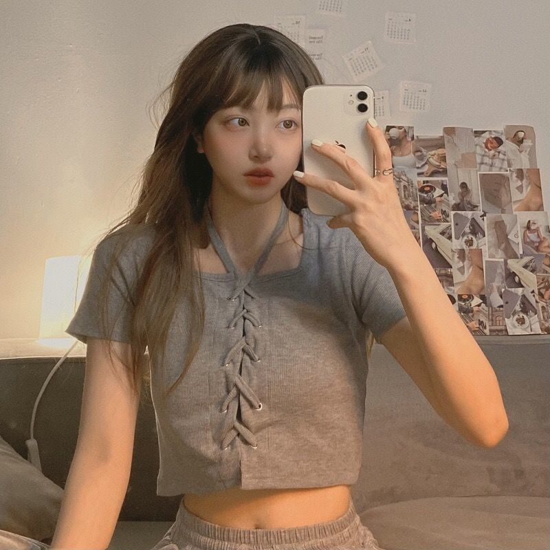 Áo croptop BH phối dây buộc thời trang Hàn Quốc quyến rũ cho nữ