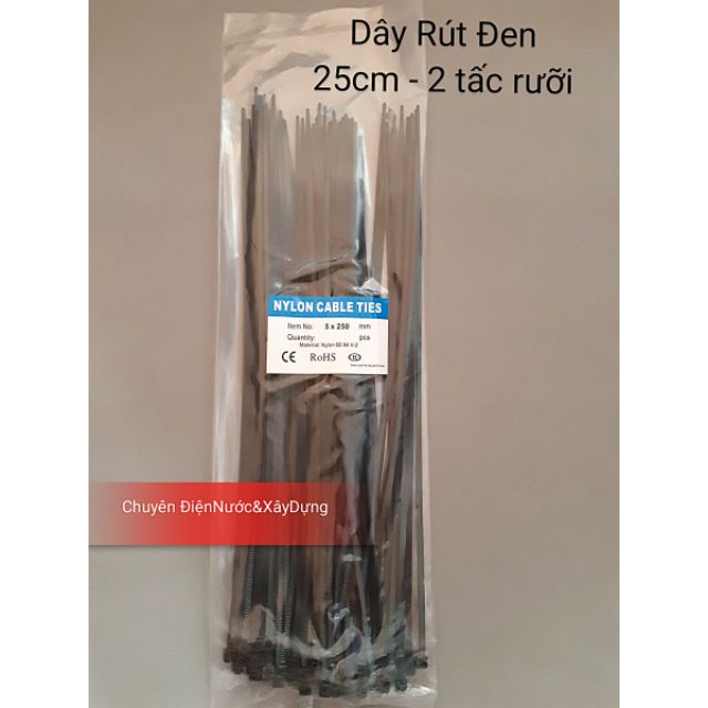 Dây Rút Nhựa Đen 25cm - 2 tấc rưỡi