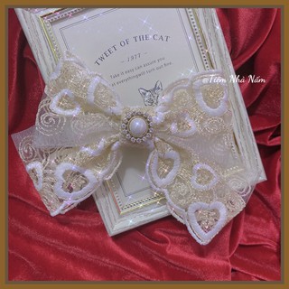 🎀 KẸP TÓC NƠ REN TO SANG CHẢNH - [Nhà Nấm handmade]