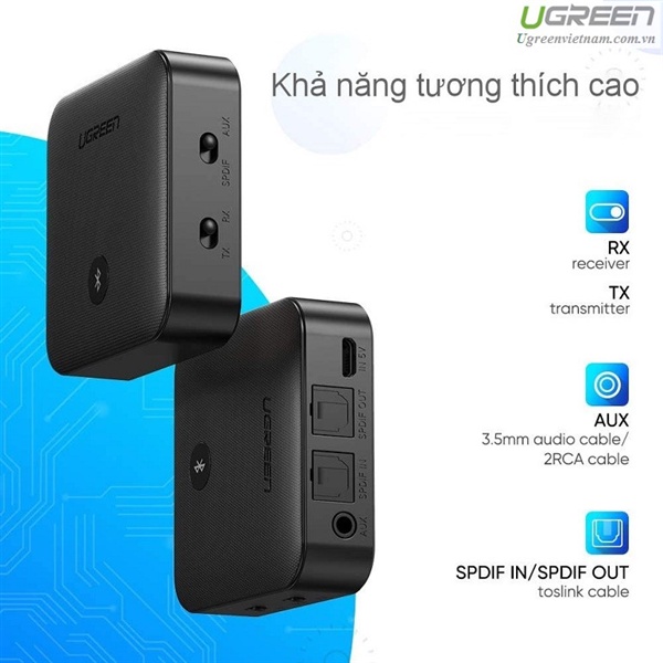 Bộ thu và phát Bluetooth 5.0 hỗ trợ SPDIF Optical và APTX UGREEN 70158 Cao cấp - Hàng chính hãng