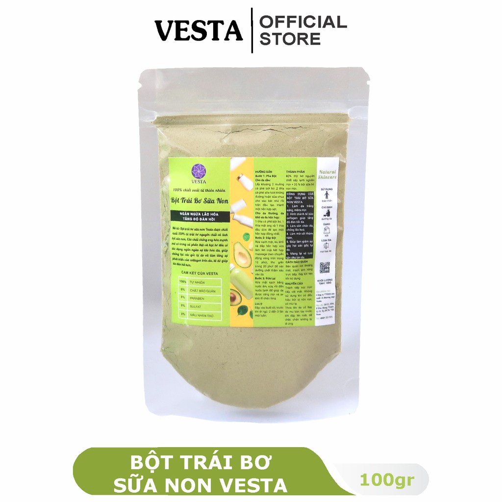 Bột Trái Bơ Sữa Non Nguyên Chất Vesta 100g