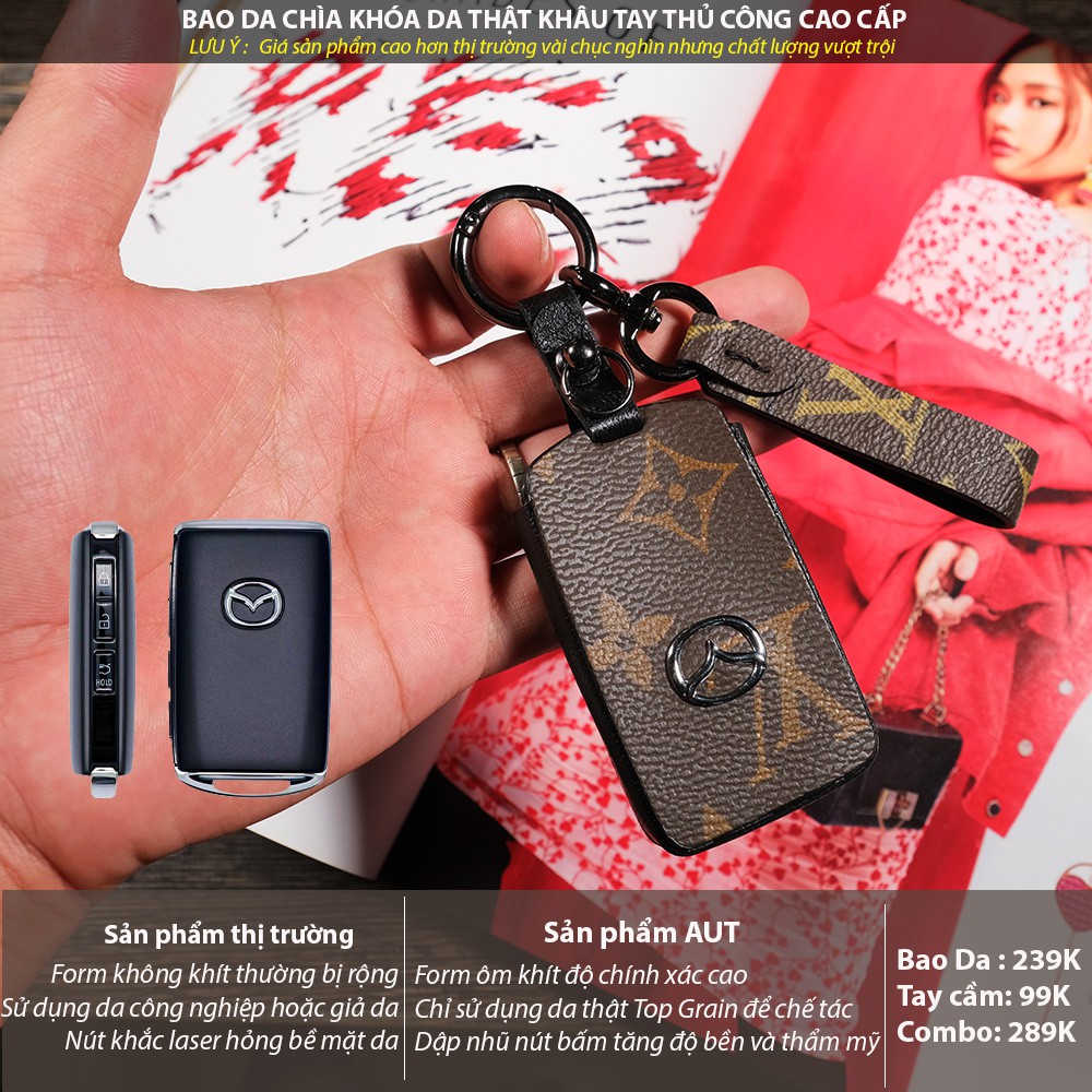 Đựng chìa khóa Mazda 3 Cx3 Cx30 mazda3 mới nút bấm cạnh LV handmade MCV AD có tay cầm