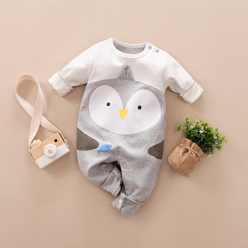 Body Cho Bé, Body Bé Trai Bé Gái Hình Thú Cực Đáng Yêu, Màu[Hồng_Thỏ, Xám_Cú Mèo] Vải Thun Cotton Mềm Mát , Size 6-12Kg