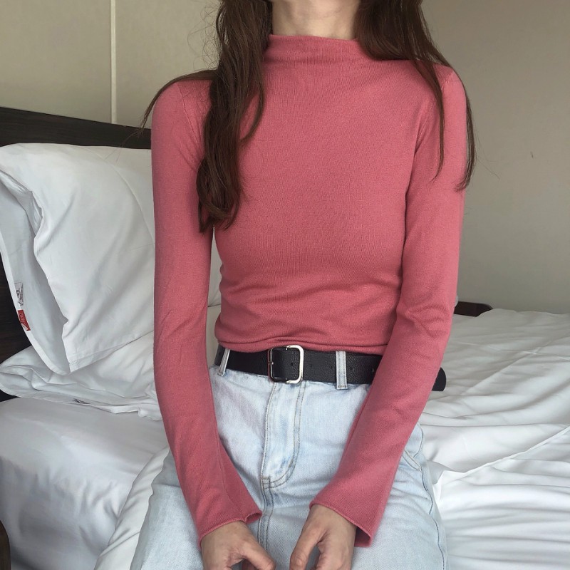 Áo Len Tay Dài Cổ Tròn Màu Trơn Phong Cách Hàn Quốc | BigBuy360 - bigbuy360.vn