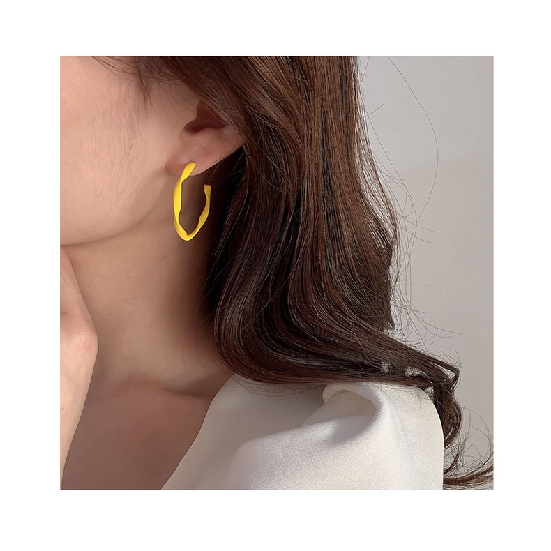 Bông Tai Mạ Bạc 925 Dạng Vòng Phong Cách retro Hàn Quốc