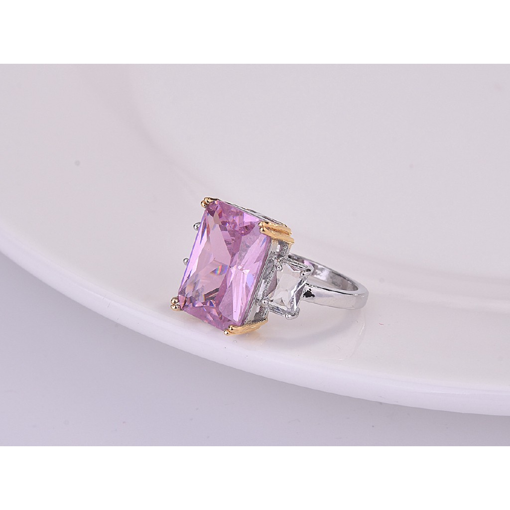 Nhẫn Đeo Tay Kim Loại Đính Đá Màu Hồng Xinh Xắn Cho Nữ