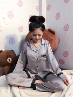 Bộ pijama lụa satin ren mới bao đẹp