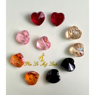 5 viên pha lê Swarovski 8-10mm tim xỏ ngang