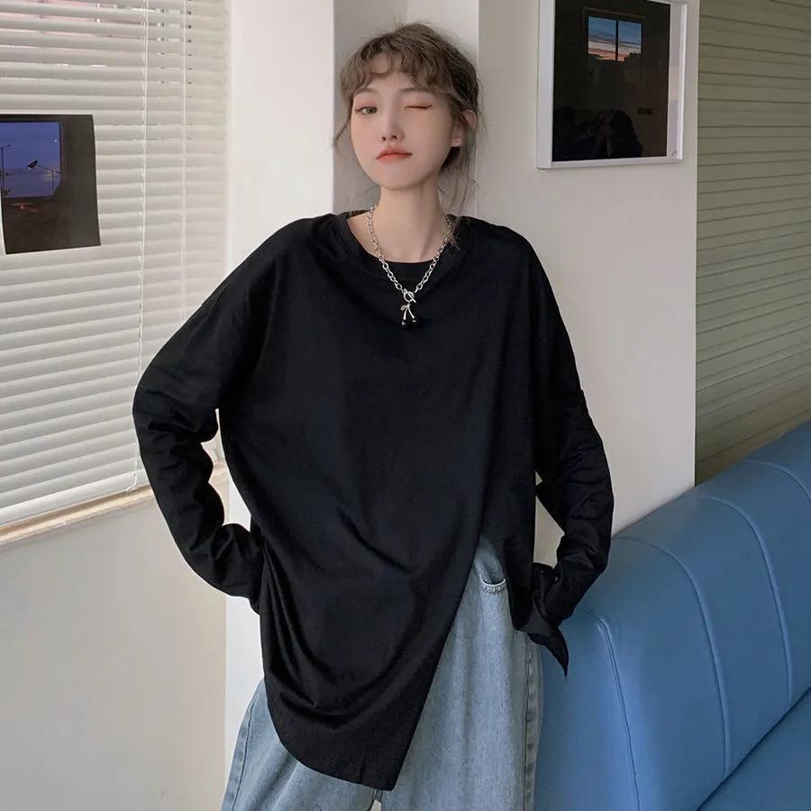 Áo sweater Tay Dài Dáng Rộng Xẻ Tà Thời Trang Xuân Thu Cho Nữ áo len nữ JL-WY-01