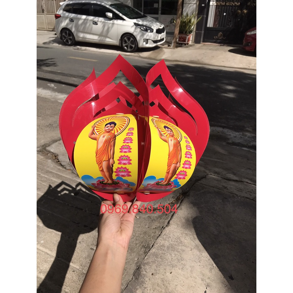 Lồng đèn hoa sen In hình Phật- xuyên sáng. trang trí lẽ Vu lan lễ Phật Đản, kích thước lớn giá tốt HCM