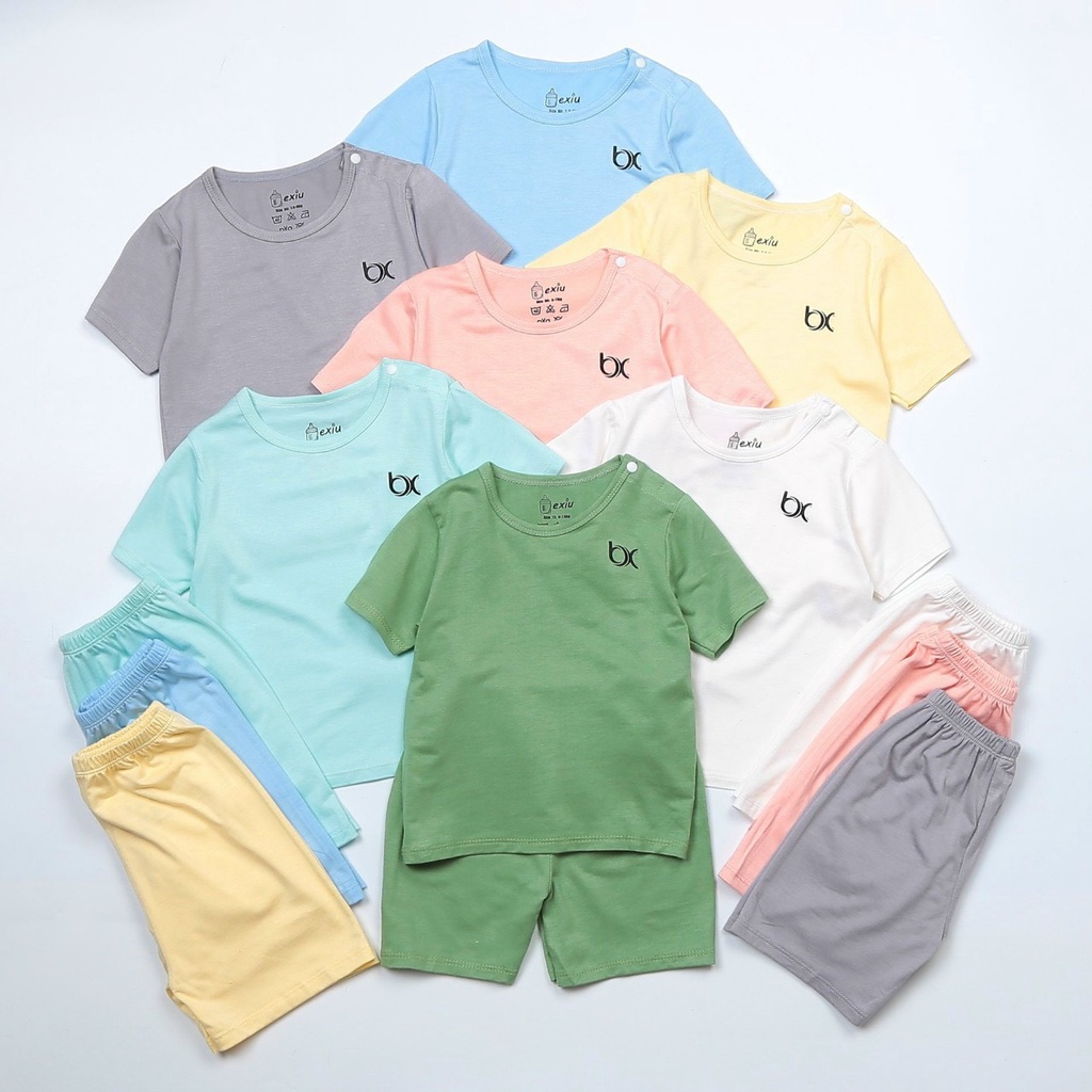 Bộ Thun Tay Ngắn Chất Cotton Lạnh Mềm Mại Mặc Mát Cho Bé_BXtayngan