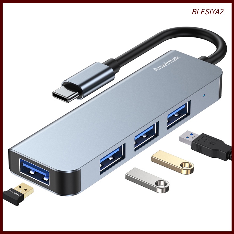 [BLESIYA2] USB-C Type C to USB 3.0 USB 2.0 4 Port Hub Adapter Splitter Expansion Silver