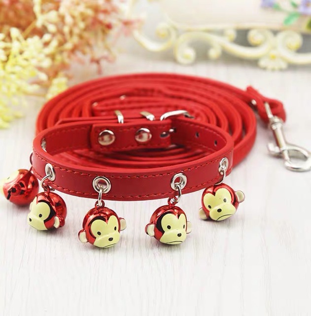 Vòng cổ nhiều chuông kèm dây dắt cực dễ thương cho cún mèo