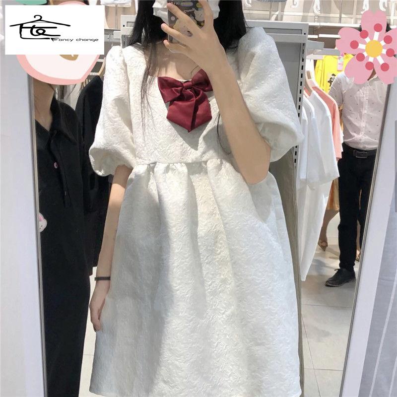 Đầm Công Chúa Cổ Vuông Tay Phồng Màu Trắng Kiểu Pháp Thời Trang Mùa Hè Cho Nữ