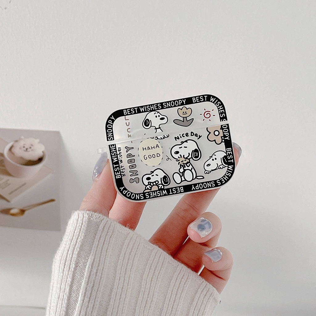 Vỏ Bảo Vệ Hộp Sạc Tai Nghe AirPods3 AirPods3 Pro 2Gen Màu Dạ Quang Họa Tiết Hoạt Hình Snoopy Dễ Thương Ốp