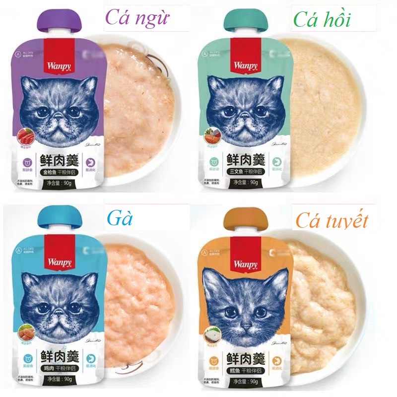 Pate Wanpy nắp vặn_pate mèo nắp vặn_pate dinh dưỡng cho mèo_pate cho mèo con_90g