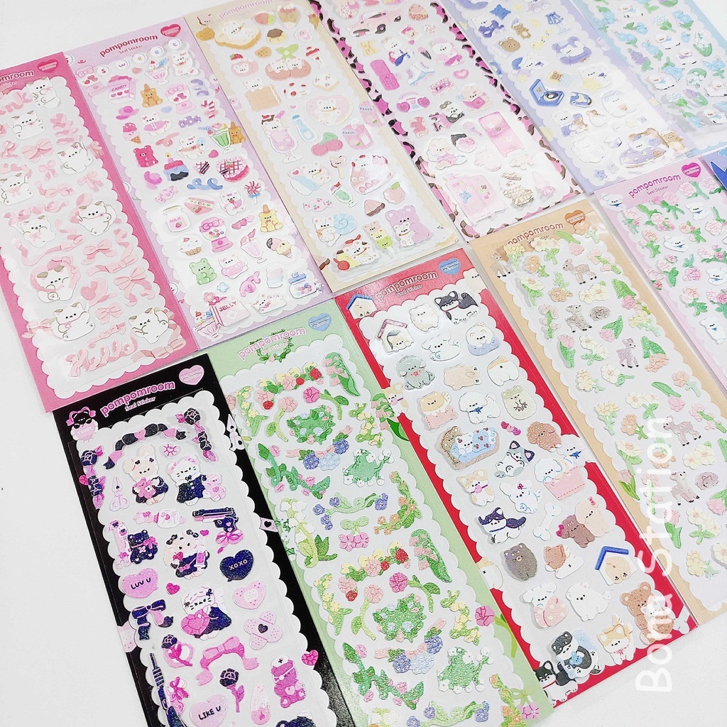 Sticker hình dán Pompomroom trang trí toploader và sổ tay bullet journal | BST130