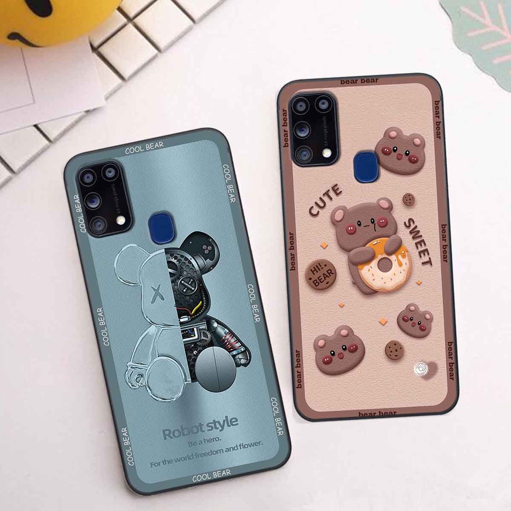 Ốp Samsung M31 bear brick, gấu đáng yêu, dễ thương