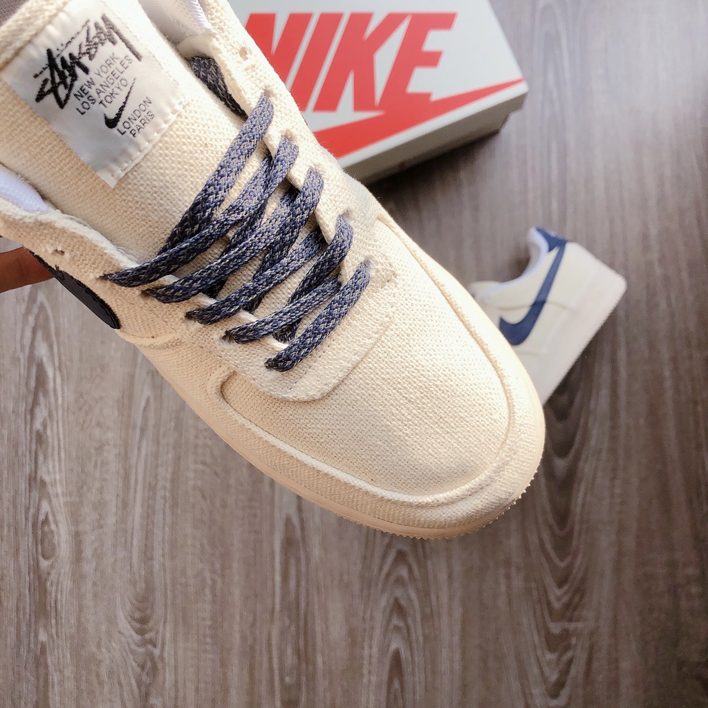 Giày sneaker AF1 BeigeDeep Blue full size nam nữ