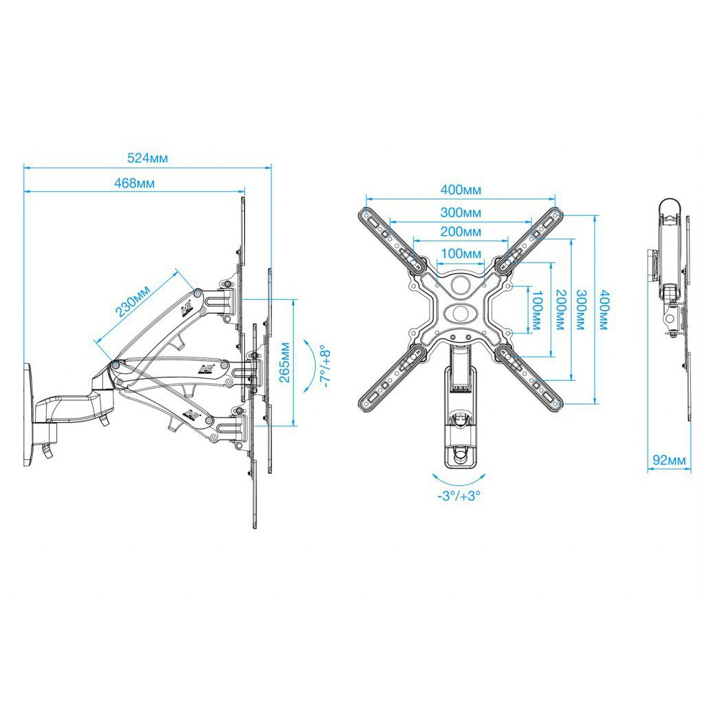 Giá treo tivi xoay đa năng - điều chỉnh độ cao F500 50 - 65 inch- Hàng nhập khẩu