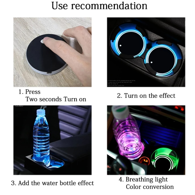 Bộ 2 Đế Lót Cốc Nước Có Đèn Led Nhiều Màu Sắc Cho Mazda Lantis Flair Bongo Mazda2 Mazda3 Mazda6 Carol Axela Biante Atenza