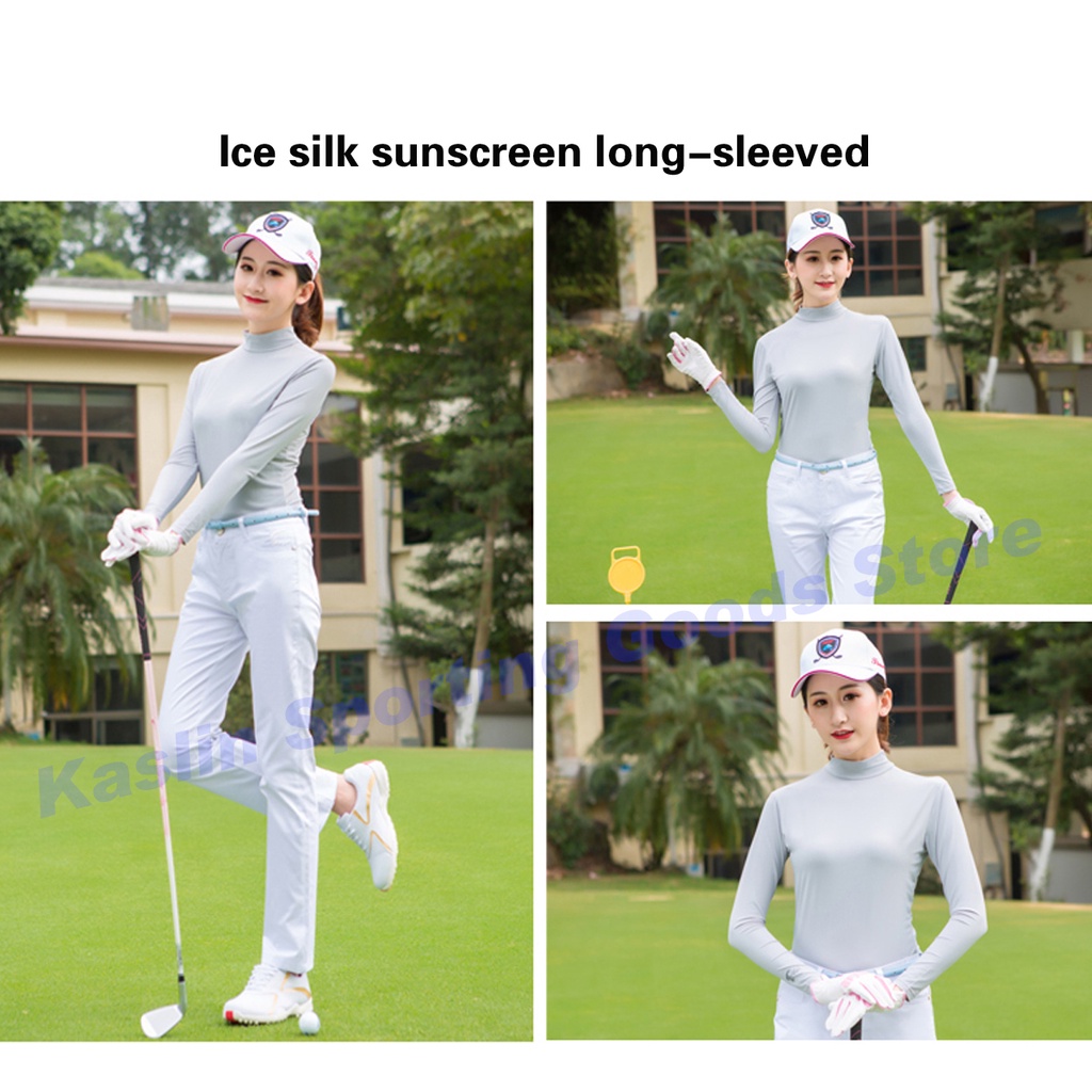 Áo Thun Lụa Lạnh Tay Dài Chống Nắng Chơi golf Dành Cho Nữ
