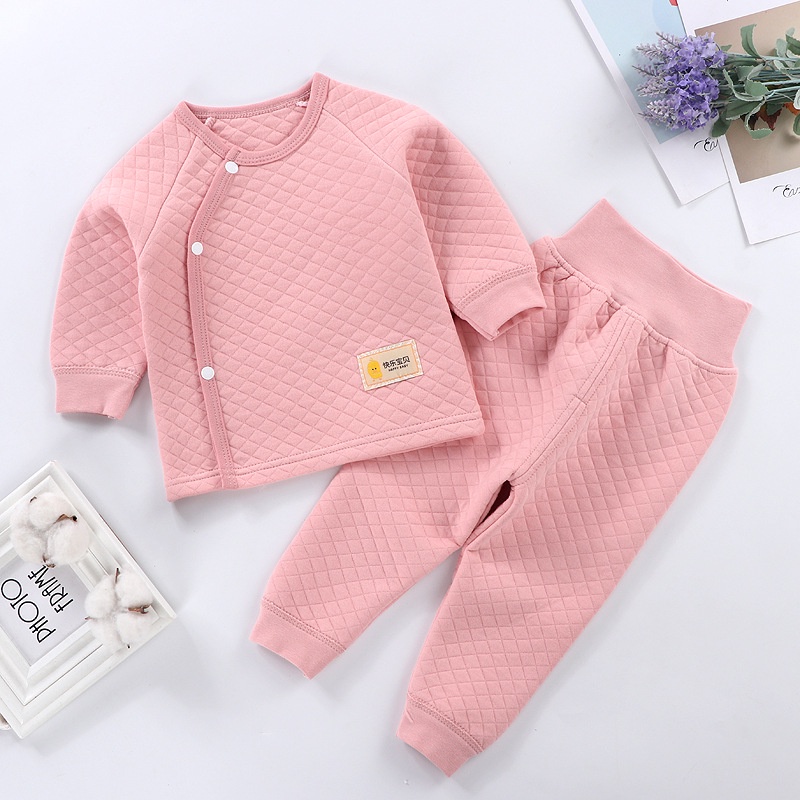 Bộ dài tay trần bông cúc lệch cho bé trai, bé gái trần bông 3 lớp, hàng xuất cao cấp - BO107