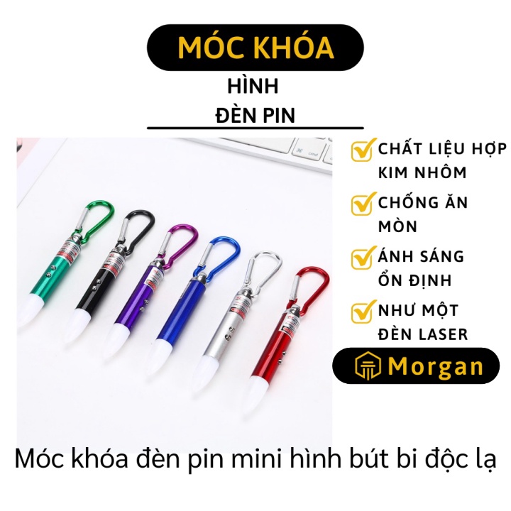 Móc Khóa Đèn Pin - Đèn Pin Lazer 3in1 Kiểu Dáng Bút Bi Độc Đáo, Áng Sáng Ổn Định 8903